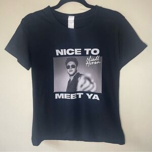Niall‎ Horan "Nice To Meet Ya" Black Graphic T-Shirt Women's Small Cotton Tee